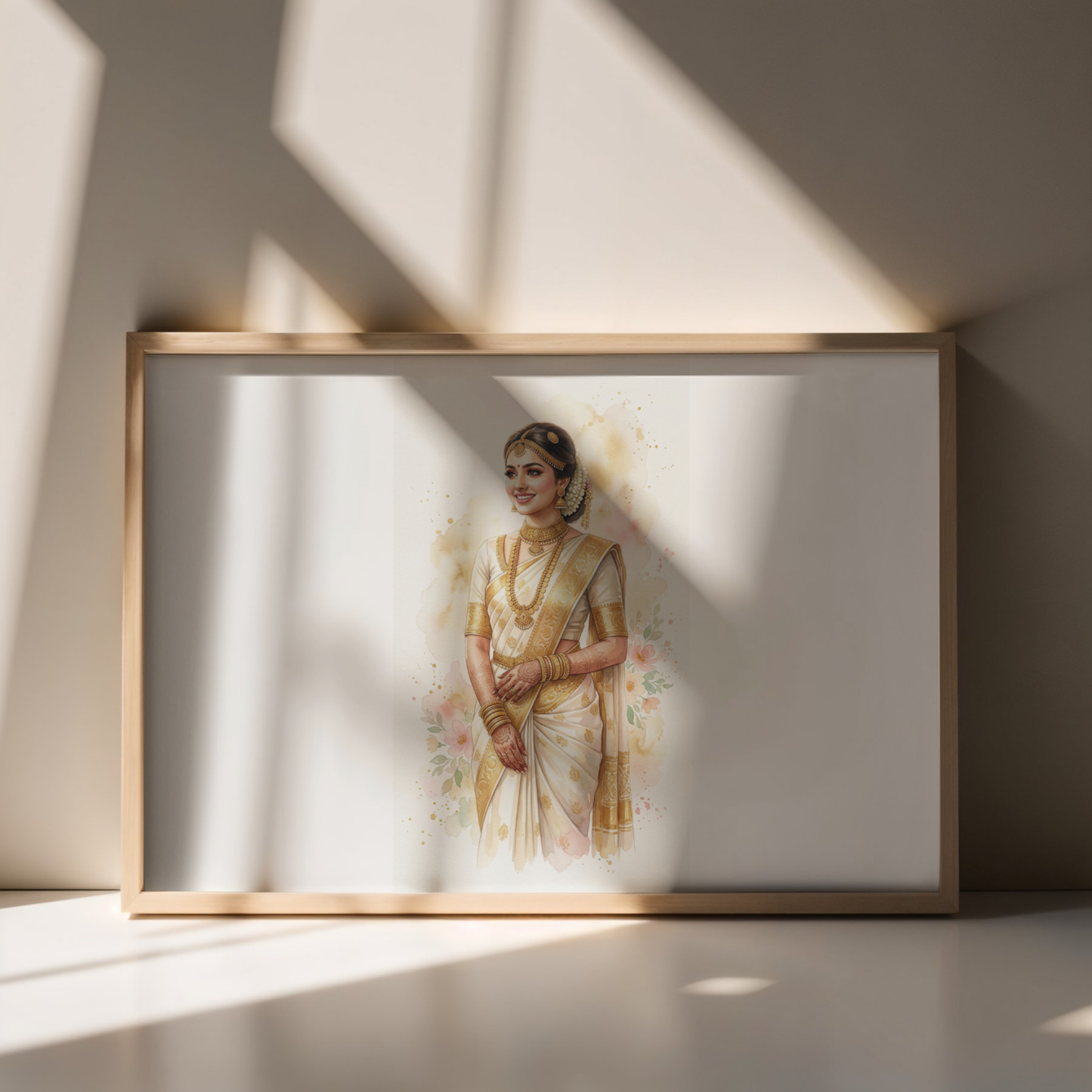 Bride Glow Bridal Watercolour Wedding Portrait Print
