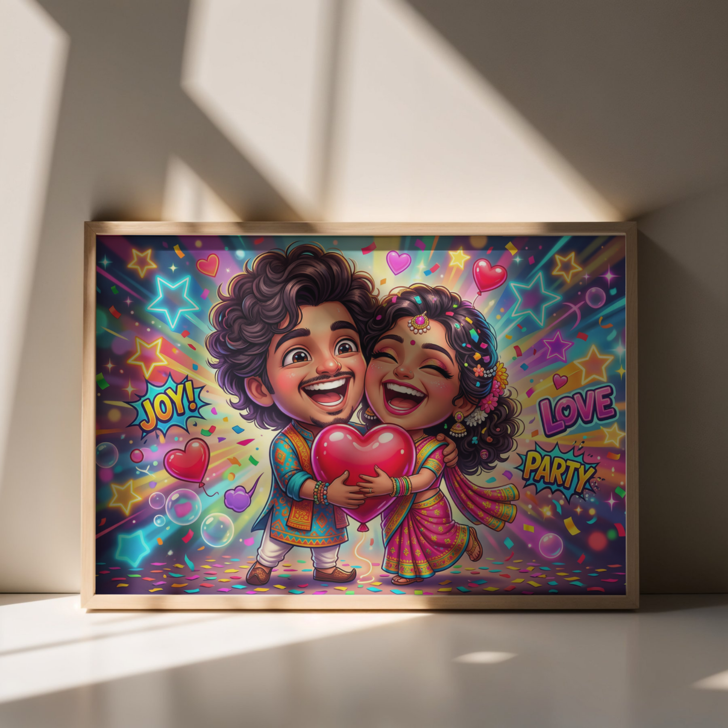 Toon Tribe Couple Caricature Art Portrait Print