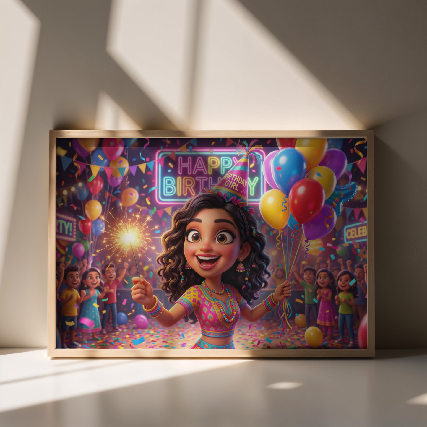 Celebration Spark Birthday Caricature Portrait Print