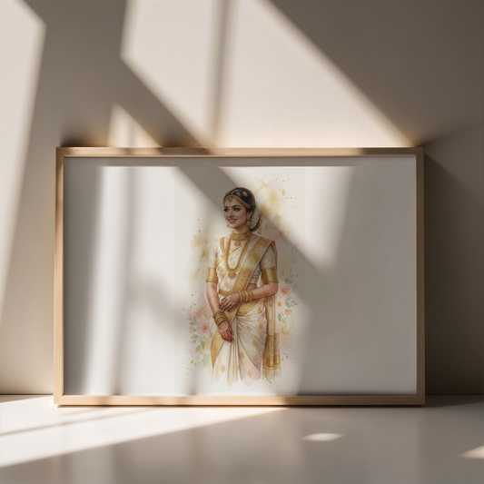 Bride Glow Bridal Watercolour Wedding Portrait Print