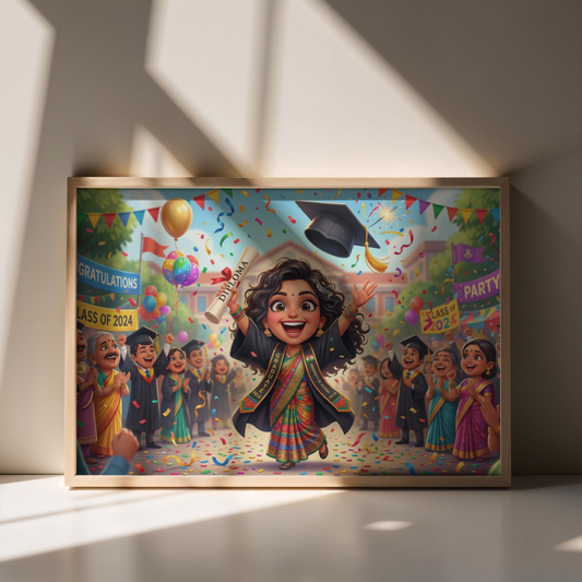 Grad Glory Graduation Portrait Caricature Art Print