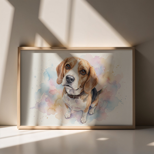 Soft Paws Watercolour Pet Portrait Print