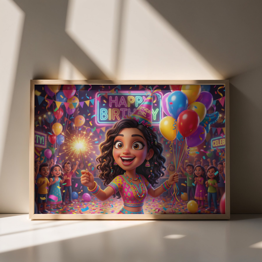 Celebration Spark Birthday Caricature Portrait Print